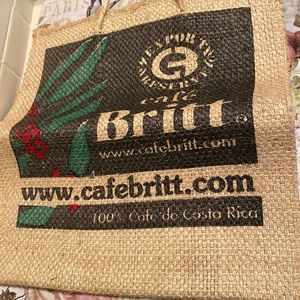 Cafe Britt Costa Rica Jute Eco friendly Shopping bag - 17” x 15”